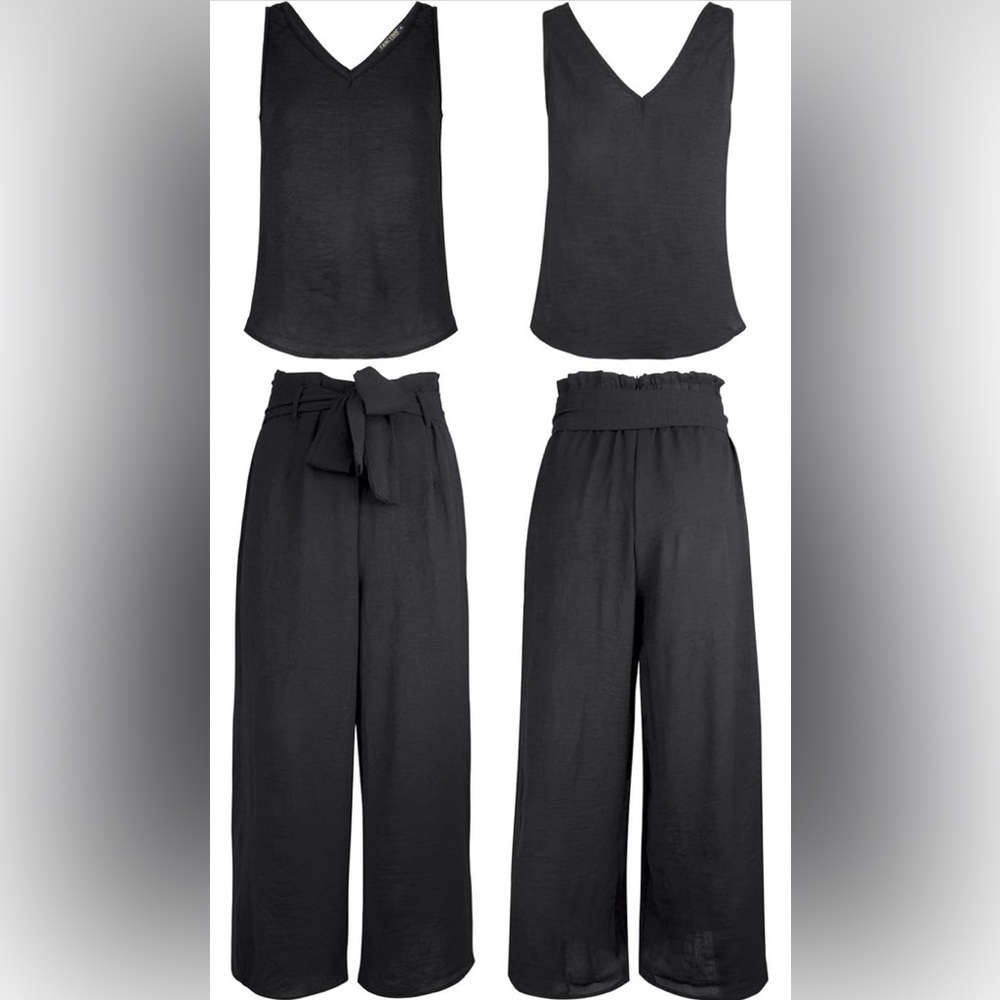 FancyInn Women’s 2 Piece Set V-neck Cropped Pants - Picture 5 of 6